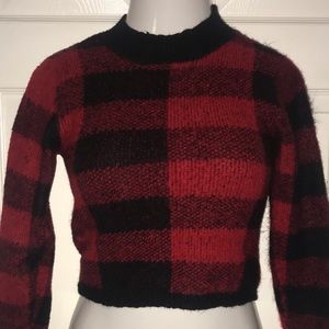 Cropped plaid sweater